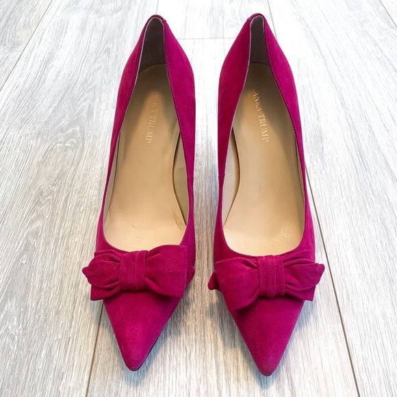 Ivanka Trump Shoes - Ivanka Trump Benny Pointed Toe Suede Bow Heels